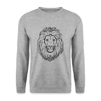 Lion's head black and white - Unisex Sweatshirt - salt & pepper - Front - Alina (178cm) & Michal (187cm)