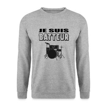 Je suis batteur drummer percussion batterie music - Sweat-shirt Unisexe - gris chiné - Devant - Alina (178cm) & Michal (187cm)