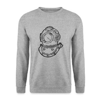 Vintage Diving Helmet Passion Underwater World - Unisex Sweatshirt - salt & pepper - Front - Alina (178cm) & Michal (187cm)