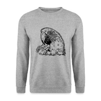 Kakadu Portrait Vintage Vogel Zeichnung - Unisex Pullover - Weißgrau meliert - Vorne - Alina (178cm) & Michal (187cm)