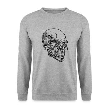 Totenkopf Knochen Halloween Schädel - Unisex Pullover - Weißgrau meliert - Vorne - Alina (178cm) & Michal (187cm)