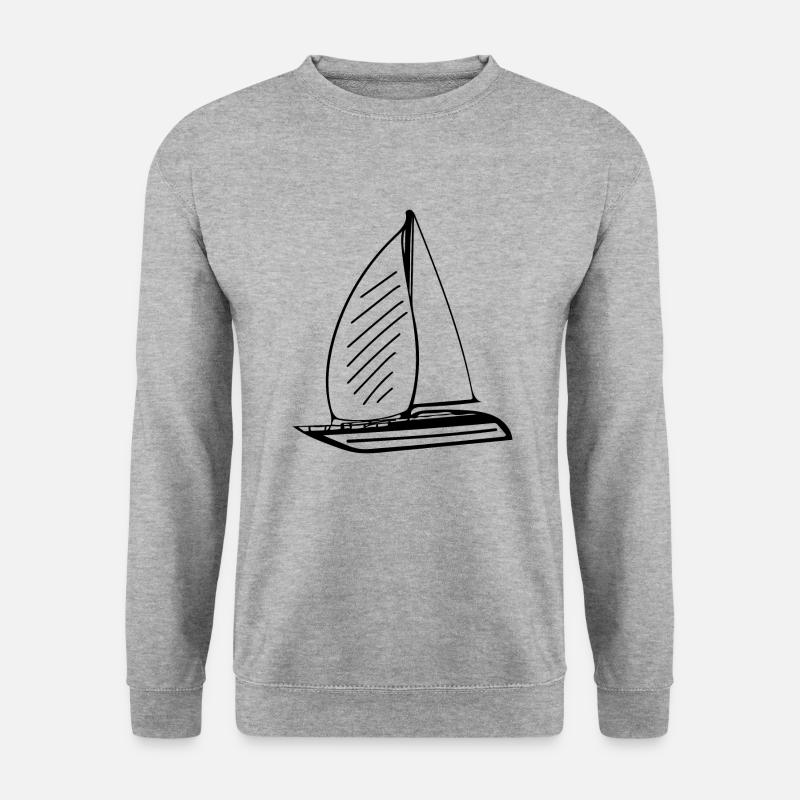 Sportliches Segelboot mit Segeln - Unisex Pullover - Weißgrau meliert