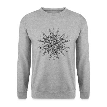 Mandala Blume Muster Linien Abstrakt Form - Unisex Pullover - Weißgrau meliert - Vorne - Alina (178cm) & Michal (187cm)