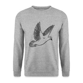 Flying pigeon on wide wings - Unisex Sweatshirt - salt & pepper - Front - Alina (178cm) & Michal (187cm)