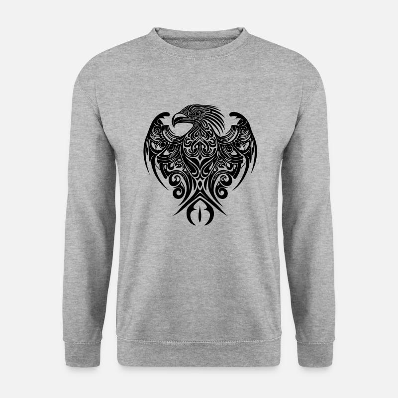 Adler Tribal Logo Eleganter Tattoo Style - Unisex Pullover - Weißgrau meliert