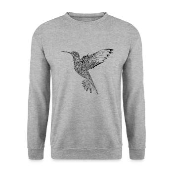 Exotic flying hummingbird wide wings - Unisex Sweatshirt - salt & pepper - Front - Alina (178cm) & Michal (187cm)