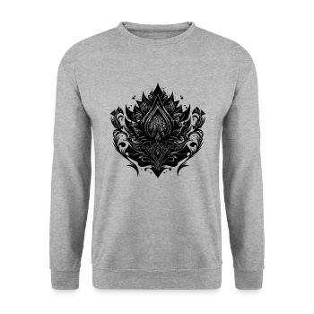 Vintage Lotusblüte Seerose Tattoo Hobby - Unisex Pullover - Weißgrau meliert - Vorne - Alina (178cm) & Michal (187cm)