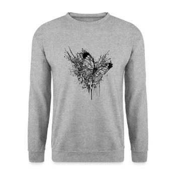 Elegant Butterfly Ink Splash Tattoo Style - Unisex Sweatshirt - salt & pepper - Front - Alina (178cm) & Michal (187cm)