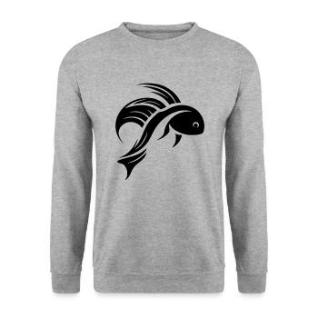Fight Fish Portrait Tattoo - Unisex Sweatshirt - salt & pepper - Front - Alina (178cm) & Michal (187cm)
