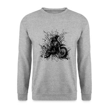 Motorcycle Offroad Racing Slippery Floor Splash - Unisex Sweatshirt - salt & pepper - Front - Alina (178cm) & Michal (187cm)