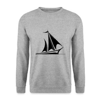 Sailboat with sails for cool captains and skippers - Unisex Sweatshirt - salt & pepper - Front - Alina (178cm) & Michal (187cm)