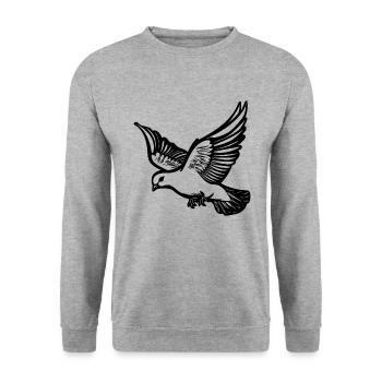 Flying pigeon on large wide wings - Unisex Sweatshirt - salt & pepper - Front - Alina (178cm) & Michal (187cm)