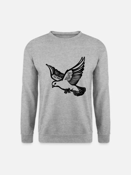 Fliegende Taube auf großen breiten Schwingen - Unisex Pullover - Weißgrau meliert