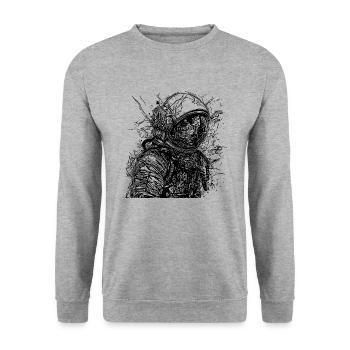 Vintager astronaut with helmet - Unisex Sweatshirt - salt & pepper - Front - Alina (178cm) & Michal (187cm)