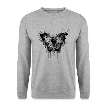 Elegant Vintage Tattoo Style Butterfly - Unisex Sweatshirt - salt & pepper - Front - Alina (178cm) & Michal (187cm)