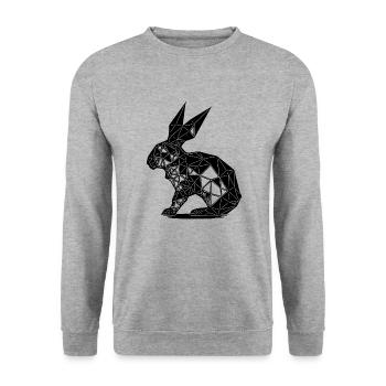 Geometric Rabbit Geometry Lines Rabbit - Unisex Sweatshirt - salt & pepper - Front - Alina (178cm) & Michal (187cm)
