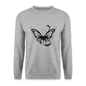 Pretty Tattoo Lines Style Butterfly - Sweat-shirt Unisexe - gris chiné - Devant - Alina (178cm) & Michal (187cm)
