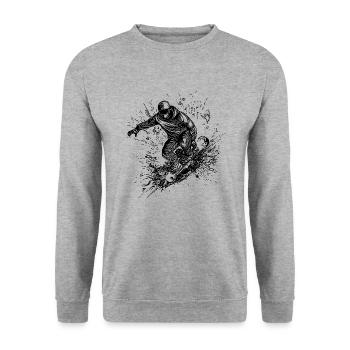 Cool Mountain Sports Jump Style Snowboard Move - Unisex Sweatshirt - salt & pepper - Front - Alina (178cm) & Michal (187cm)