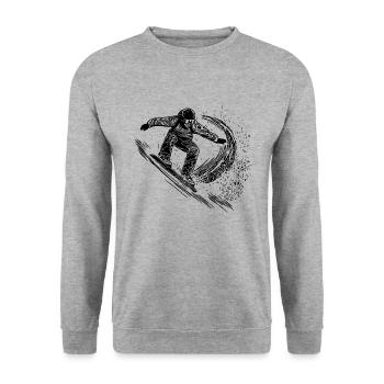 Tiefschnee Snowboard Ride Jump Style Move - Unisex Pullover - Weißgrau meliert - Vorne - Alina (178cm) & Michal (187cm)