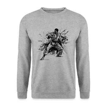 Tattoo Karate Style Sparring Partner Kampf Technik - Unisex Pullover - Weißgrau meliert - Vorne - Alina (178cm) & Michal (187cm)