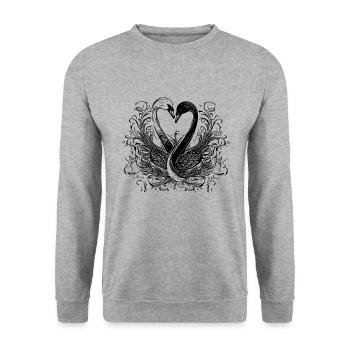 Elegant loving swans in heart shape - Unisex Sweatshirt - salt & pepper - Front - Alina (178cm) & Michal (187cm)