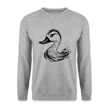 Süsse Tattoo Style Ente - Unisex Pullover - Weißgrau meliert - Vorne - Alina (178cm) & Michal (187cm)