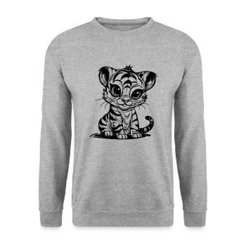 Cute little kids tiger with striped pattern - Unisex Sweatshirt - salt & pepper - Front - Alina (178cm) & Michal (187cm)