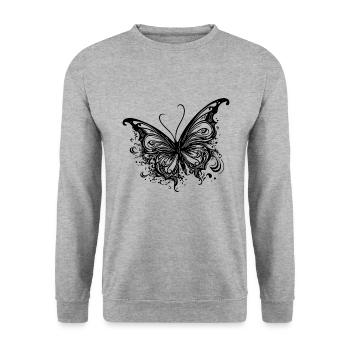 Pretty Tattoo Kids Lines Style Butterfly - Unisex Sweatshirt - salt & pepper - Front - Alina (178cm) & Michal (187cm)