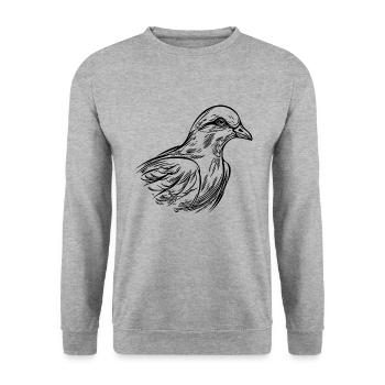 Elegante Taube in Tattoo Style Linien - Unisex Pullover - Weißgrau meliert - Vorne - Alina (178cm) & Michal (187cm)