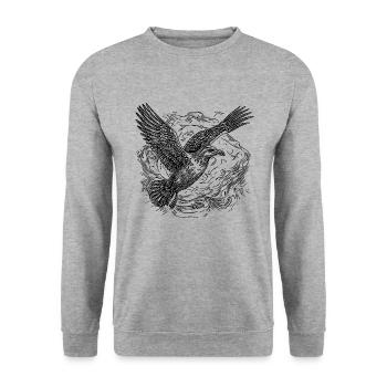 Flying seagull over the water cloud - Unisex Sweatshirt - salt & pepper - Front - Alina (178cm) & Michal (187cm)
