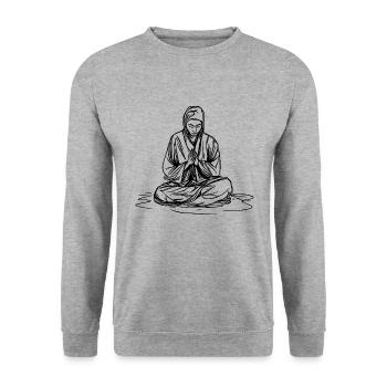 Jeune moine en méditation profonde - Sweat-shirt Unisexe - gris chiné - Devant - Alina (178cm) & Michal (187cm)