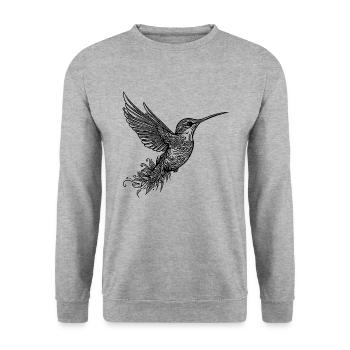Tropical Exotic flying hummingbird with wings - Unisex Sweatshirt - salt & pepper - Front - Alina (178cm) & Michal (187cm)