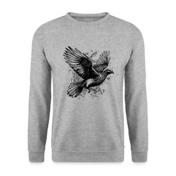Fliegende Taube in Tattoo Style Linien - Unisex Pullover - Weißgrau meliert - Vorne - Alina (178cm) & Michal (187cm)
