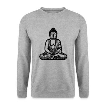 Méditation profonde Bouddha portrait nature spirituelle - Sweat-shirt Unisexe - gris chiné - Devant - Alina (178cm) & Michal (187cm)