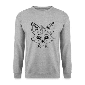 Schlauer Putziger Kinder Fuchs - Unisex Pullover - Weißgrau meliert - Vorne - Alina (178cm) & Michal (187cm)