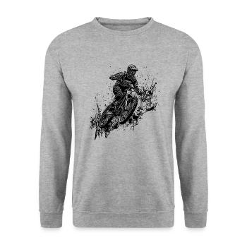 Mud Splash Splash Mountain Biker with Bike - Unisex Sweatshirt - salt & pepper - Front - Alina (178cm) & Michal (187cm)