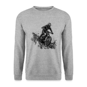 Cyclists Mountain Bikers Rain Mud Downhill - Unisex Sweatshirt - salt & pepper - Front - Alina (178cm) & Michal (187cm)