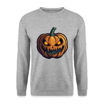 Yeux brillants Grimace de citrouille sauvage d’Halloween - Sweat-shirt Unisexe - gris chiné - Devant - Alina (178cm) & Michal (187cm)