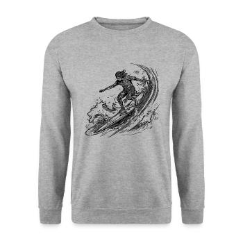 Waves Surfing Ocean Surfboard Water Sports Design - Unisex Sweatshirt - salt & pepper - Front - Alina (178cm) & Michal (187cm)