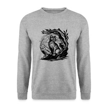 Pretty little nature cat in tattoo style - Unisex Sweatshirt - salt & pepper - Front - Alina (178cm) & Michal (187cm)