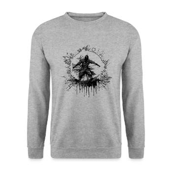 Geheime Meister Pose Magischer Kampfsport Kreis - Unisex Pullover - Weißgrau meliert - Vorne - Alina (178cm) & Michal (187cm)