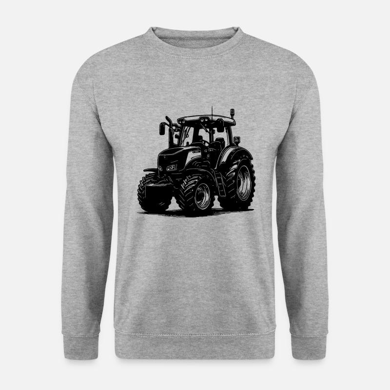 Große Hektar Schlepper Landmaschinen Traktor - Unisex Pullover - Weißgrau meliert