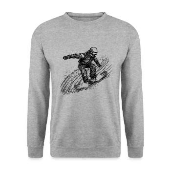 Snowboarding Ride Jump Style Snowboard Move - Unisex Pullover - Weißgrau meliert - Vorne - Alina (178cm) & Michal (187cm)