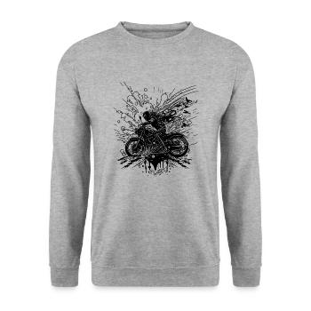 Gelände Motorrad Style Splash Biker - Unisex Pullover - Weißgrau meliert - Vorne - Alina (178cm) & Michal (187cm)