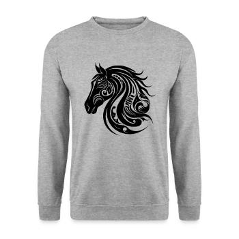 Hübsches Pferde Porträt Tattoo Style - Unisex Pullover - Weißgrau meliert - Vorne - Alina (178cm) & Michal (187cm)