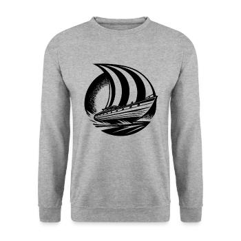 Sleek sailing ship with square sail - Unisex Sweatshirt - salt & pepper - Front - Alina (178cm) & Michal (187cm)