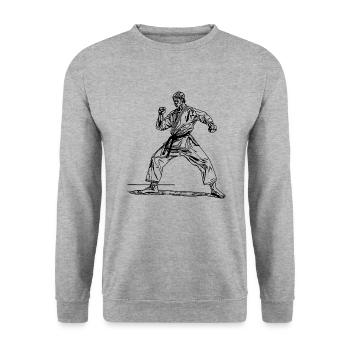 Judo Coach in Fighting Pose - Unisex Sweatshirt - salt & pepper - Front - Alina (178cm) & Michal (187cm)