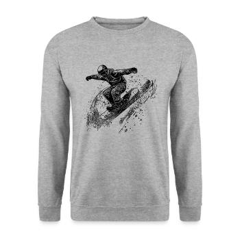 Tiefschnee Snowboard Move Ride Jump Style - Unisex Pullover - Weißgrau meliert - Vorne - Alina (178cm) & Michal (187cm)