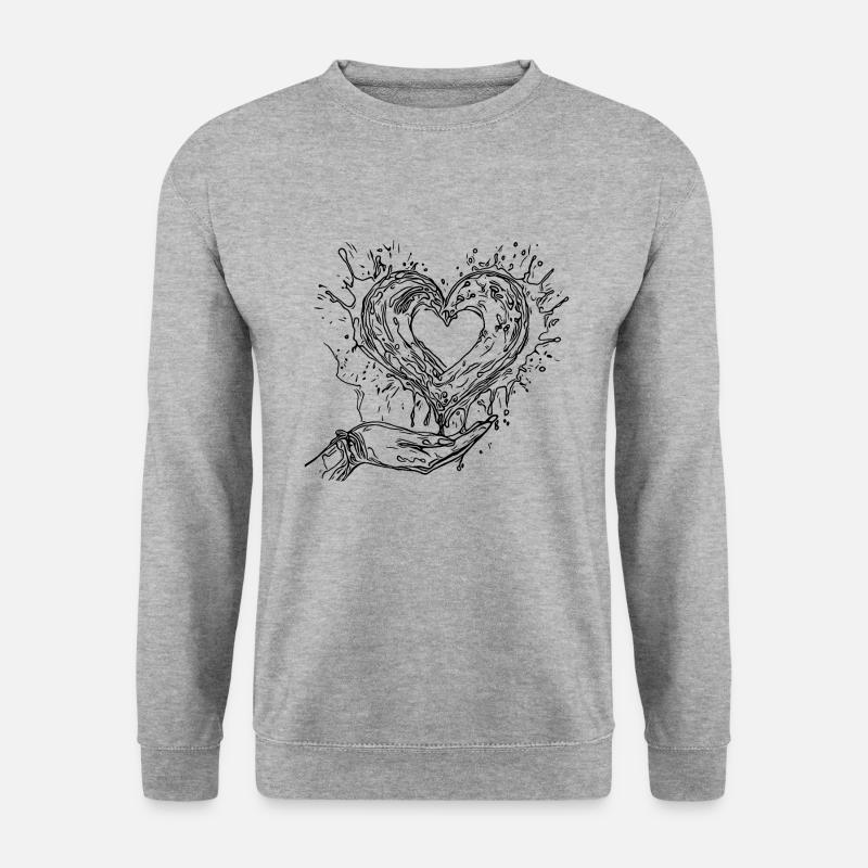 Ein Splash Partner Herz in der Familien Hand - Unisex Pullover - Weißgrau meliert