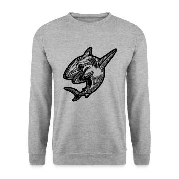 Petit requin dabbing mignon - Dabbing Shark - Sweat-shirt Unisexe - gris chiné - Devant - Alina (178cm) & Michal (187cm)